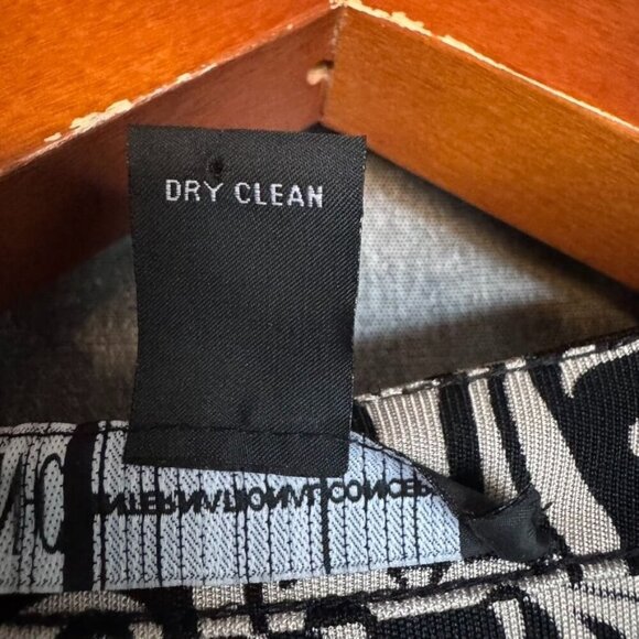 Y2K INC 100% Silk Black Tan Filigree Print Long Sleeve True Wrap Midi Dress - Picture 13 of 13